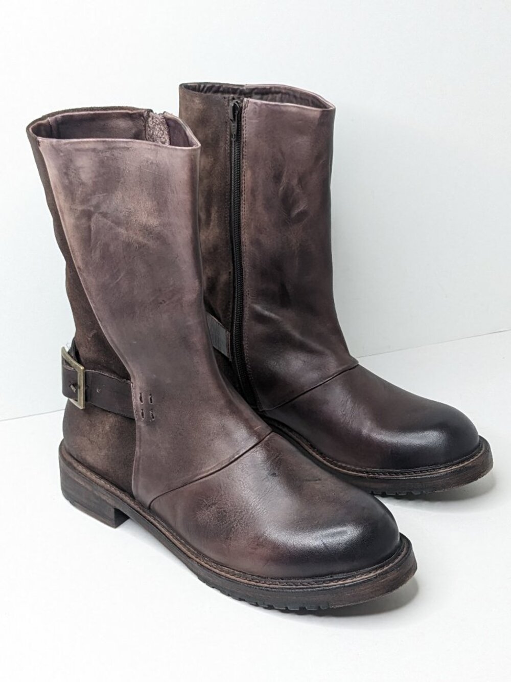 Vintage Foundry Camila Moto Boots Brown Leather Womens 11